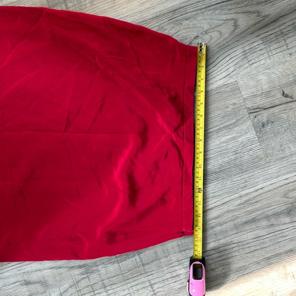 Talbots Vibrant Red Silk Midi Pencil Skirt w/ Side Slit Sz 12P - Picture 7 of 11